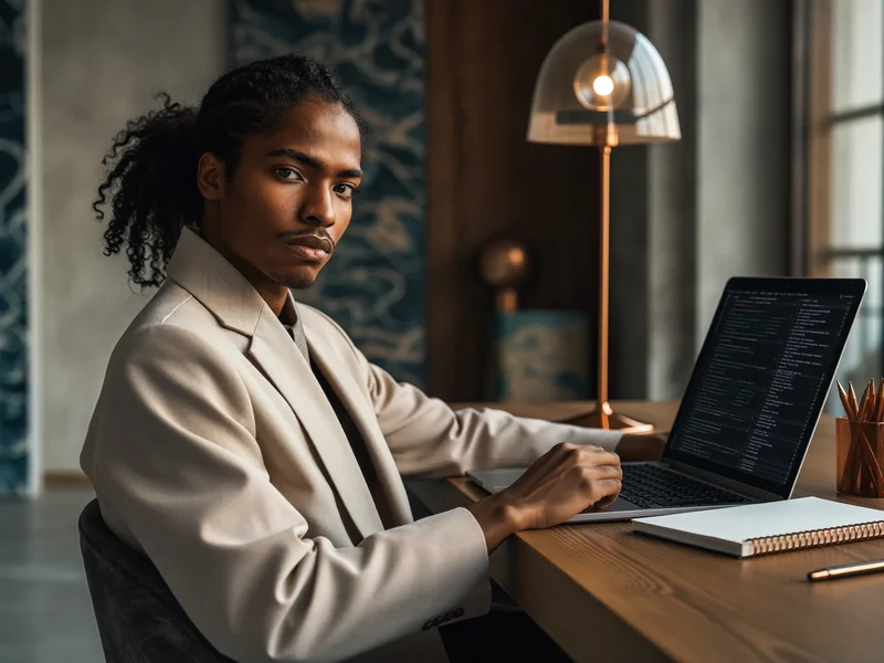 Apprenant à son bureau avec éditeur sombre, carnet à spirale et stylo